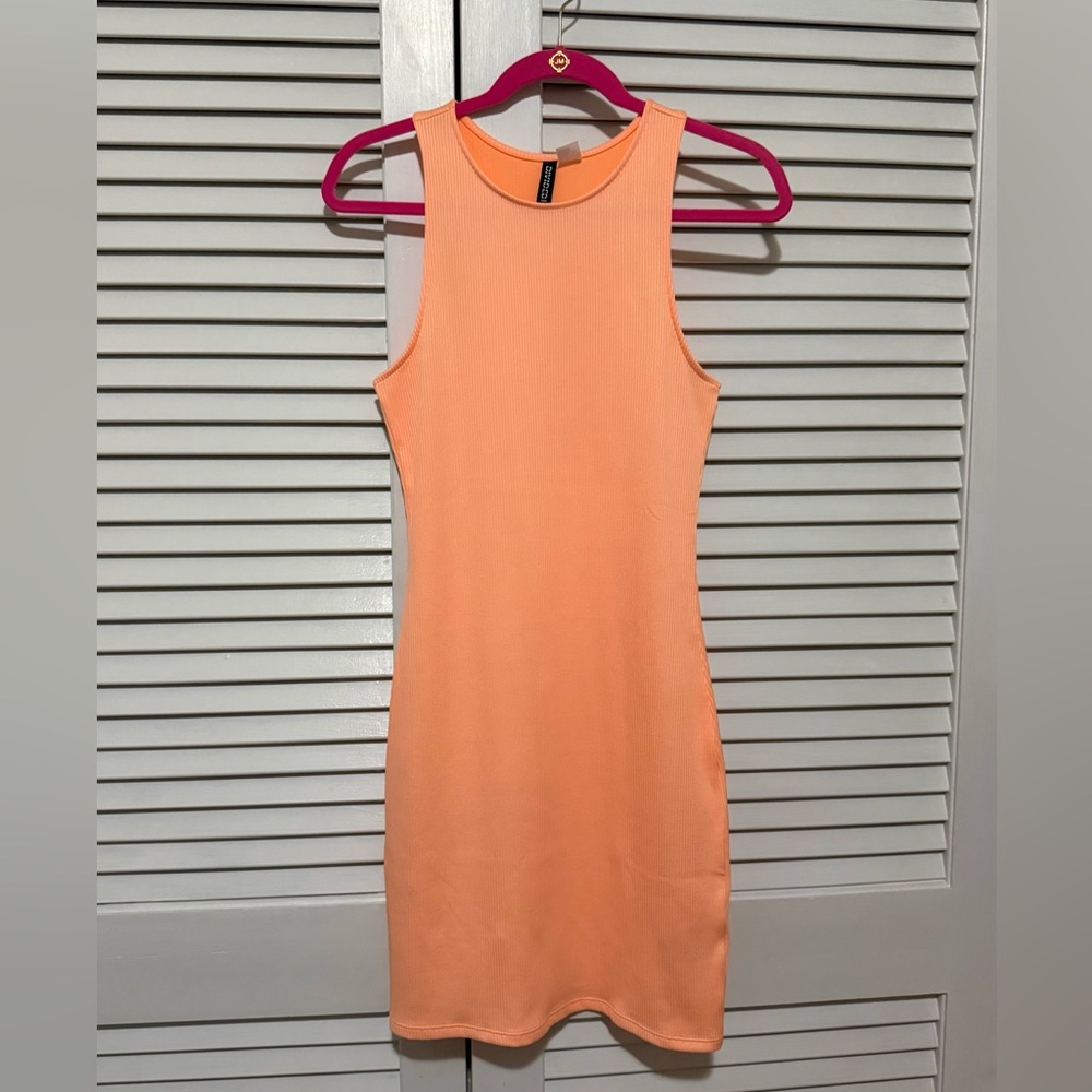 H&M Divided Orange Ribbed Tank Bodycon Dress Womens Medium